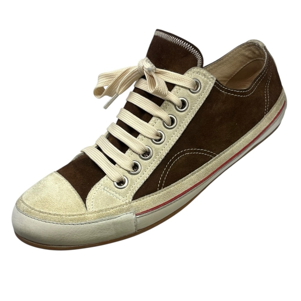 Dries Van Noten Brown and Cream Suede Retro Inspired Sneakers Women’s size 9.5.
